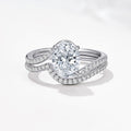 Oval Moissanite V-Shaped Bridal Ring Set – wholesale moissanite rings