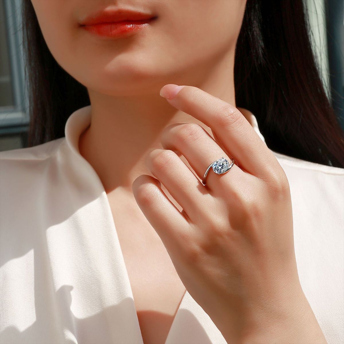 Oval Moissanite Simple Engagement Ring – image 5
