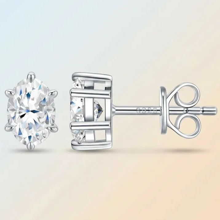 Oval Moissanite Stud Earrings