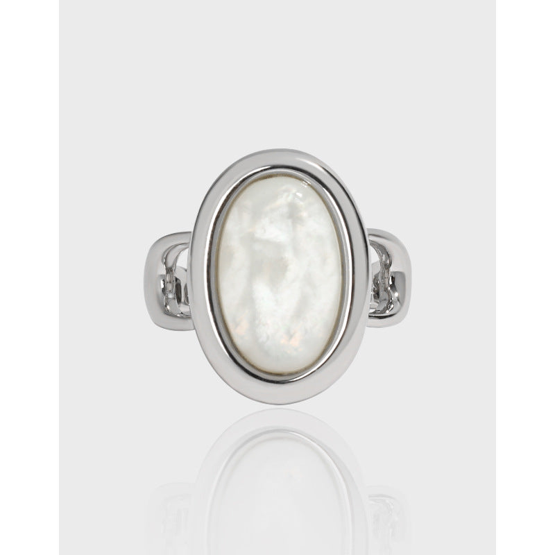 Oval Shell Bezel Set Statement Ring