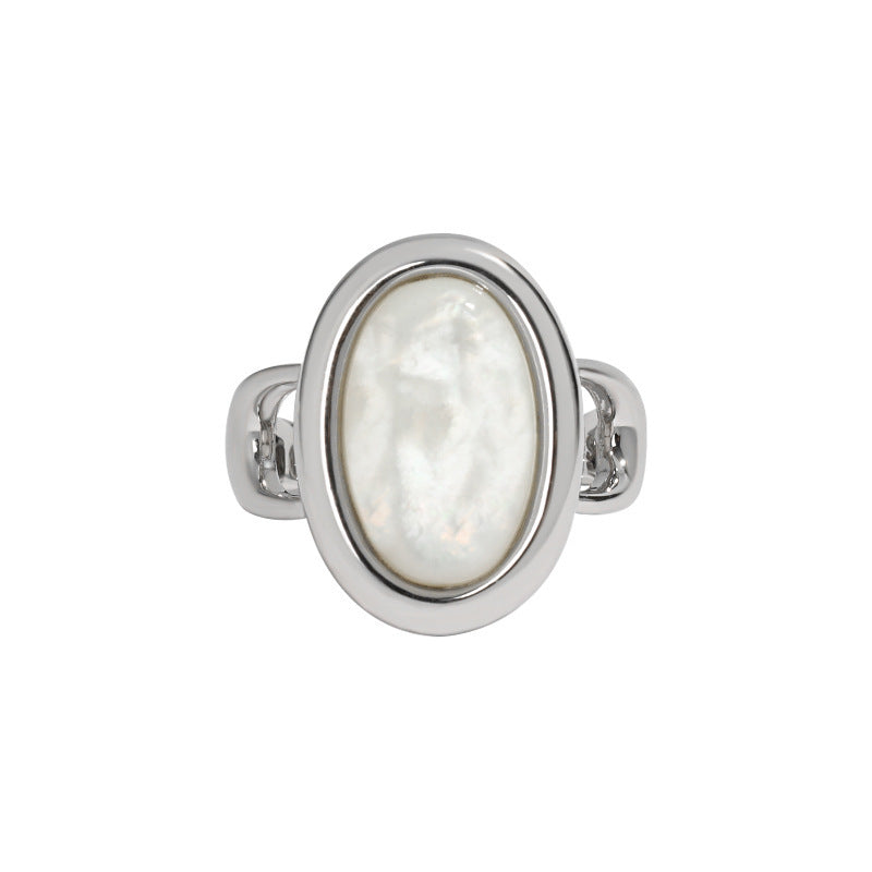 Oval Shell Bezel Set Statement Ring – image 5