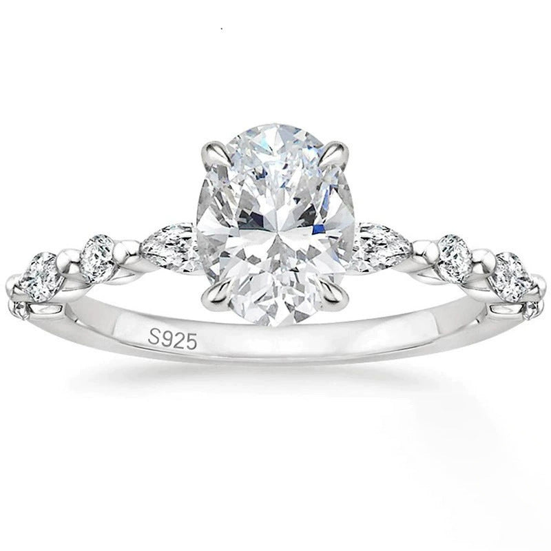 Oval Zircon Engagement Ring