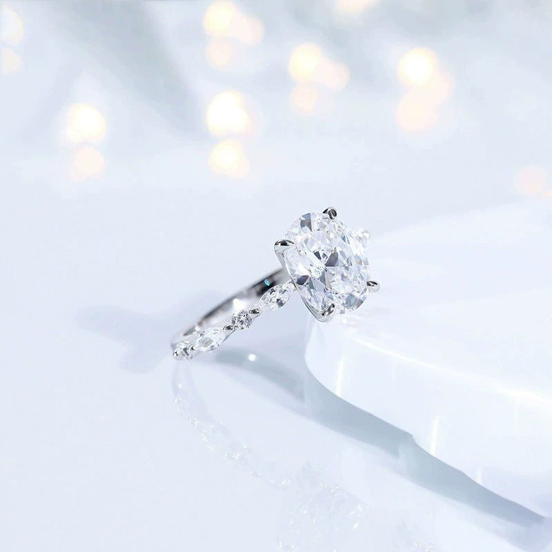 Oval Zircon Engagement Ring – wholesale silver rings