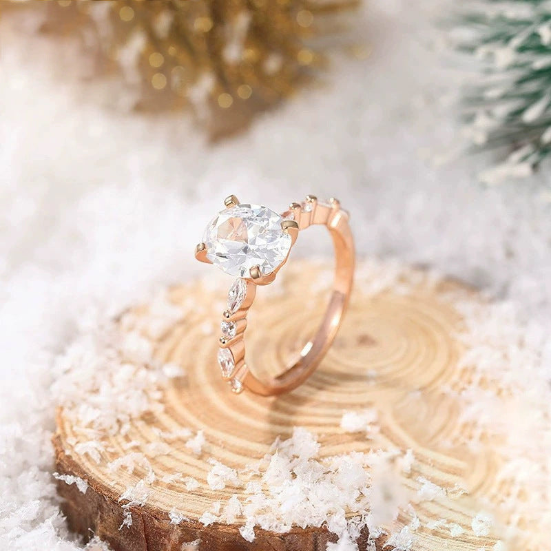 Oval Zircon Engagement Ring – image 4