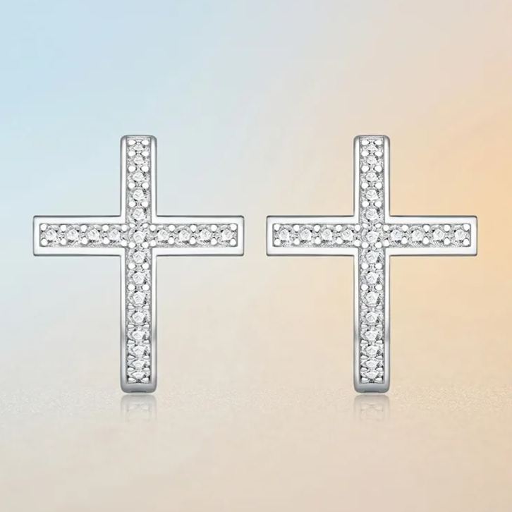 Pavé Cross Moissanite Earrings – wholesale moissanite jewelry