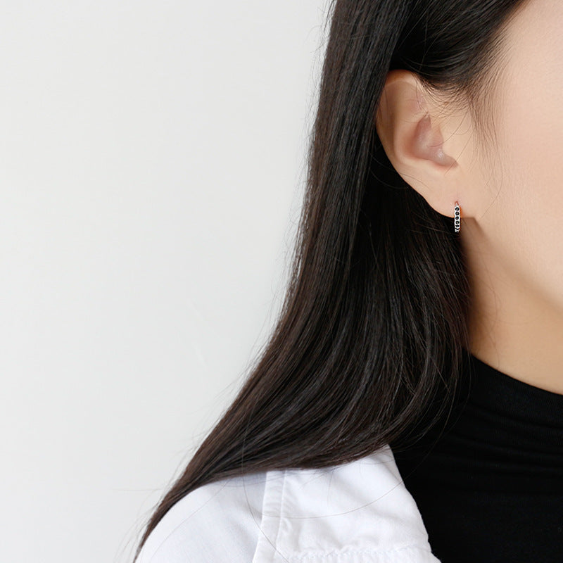 Pavé CZ Huggie Hoop Earrings – detail view 3
