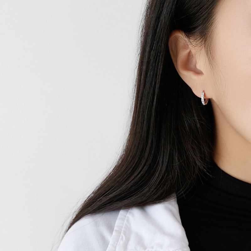 Pavé CZ Huggie Hoop Earrings – image 4