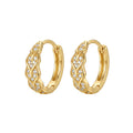 Vintage Pavé Leaf Huggie Earrings, Gold Plated