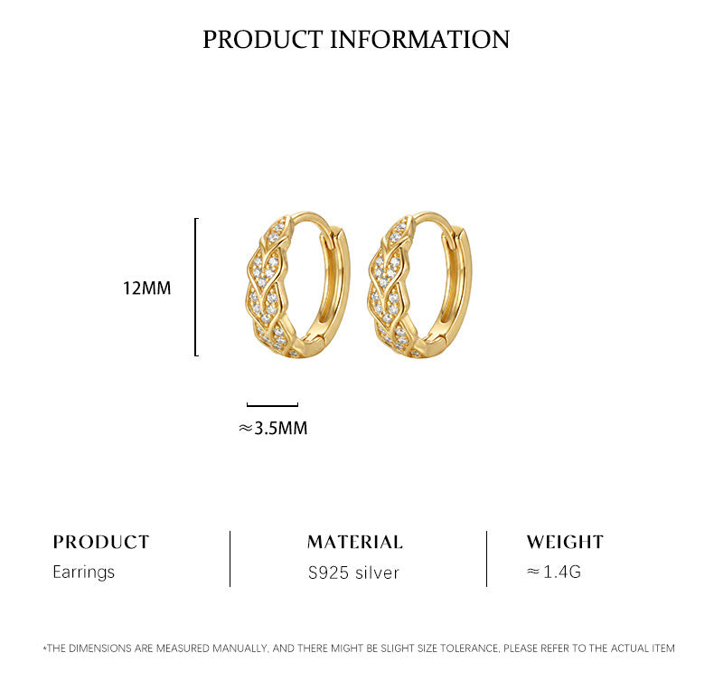 Vintage Pavé Leaf Huggie Earrings, Gold Plated – image 6