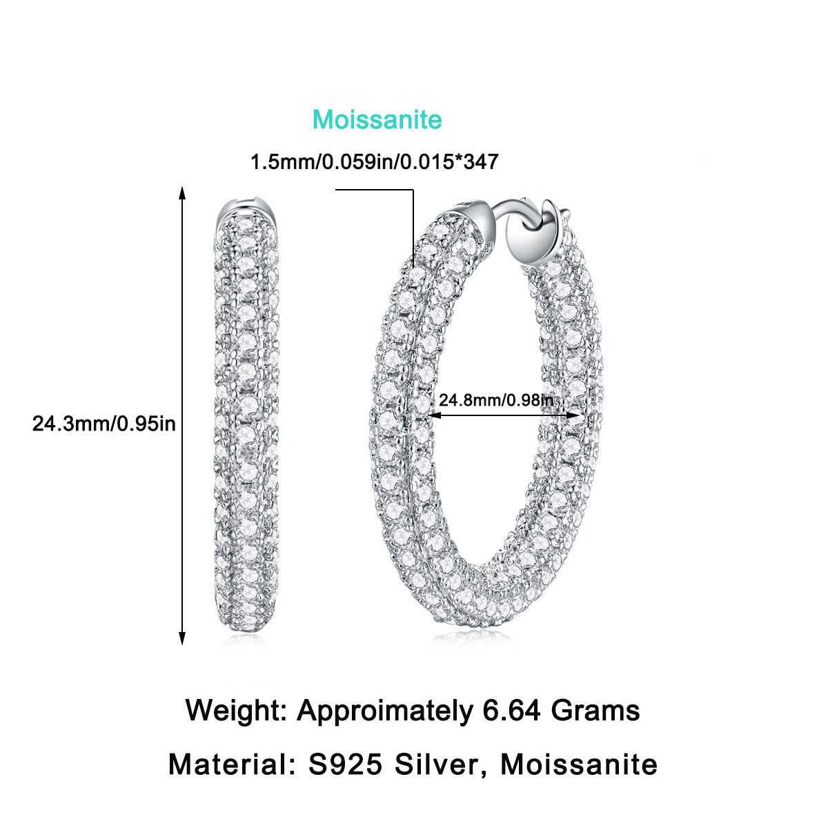 Pavé Moissanite Large Hoop Earrings – wholesale moissanite jewelry