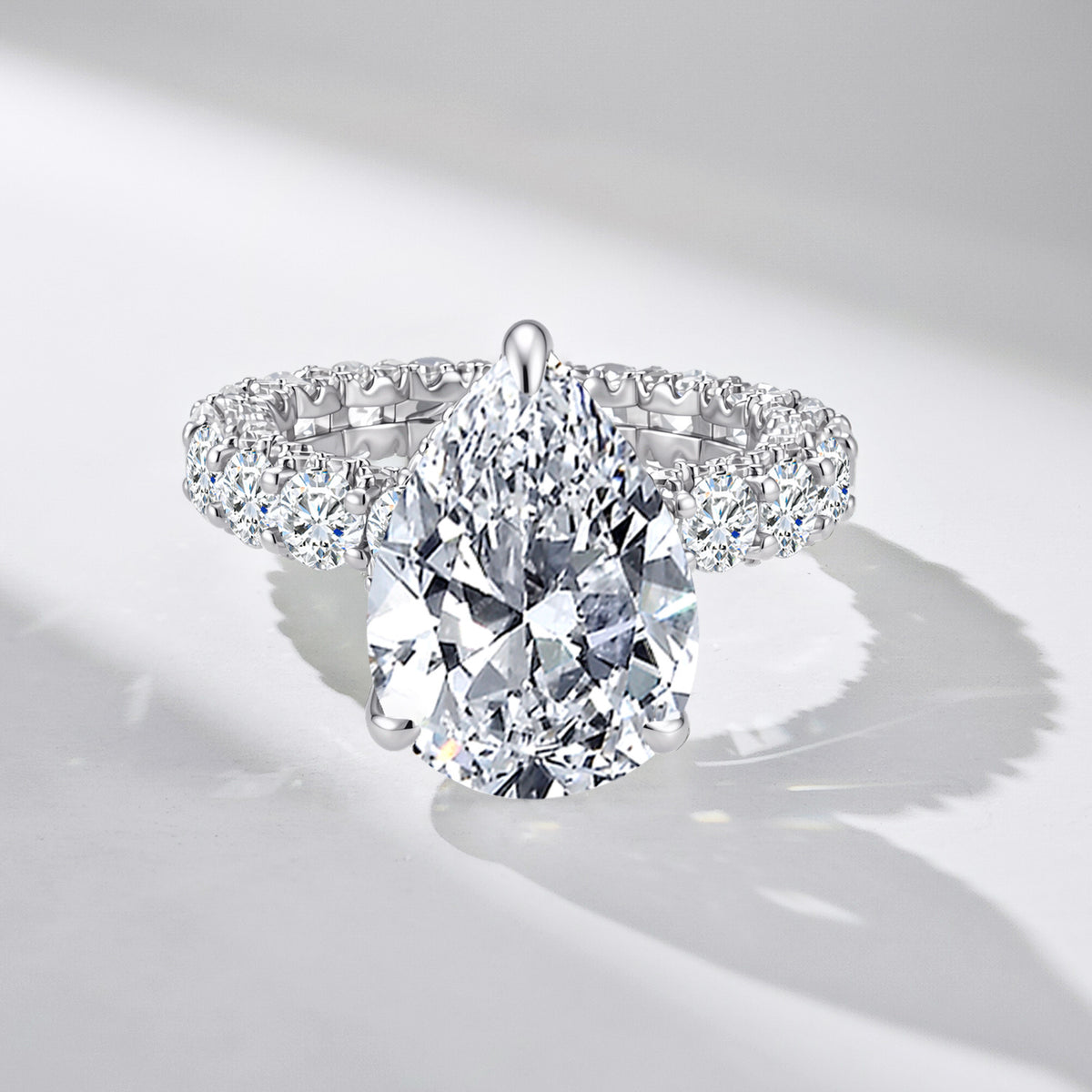 5-Carat Pear Cut CZ Pavé Band Ring – wholesale silver rings
