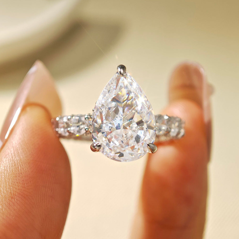 5-Carat Pear Cut CZ Pavé Band Ring – image 4
