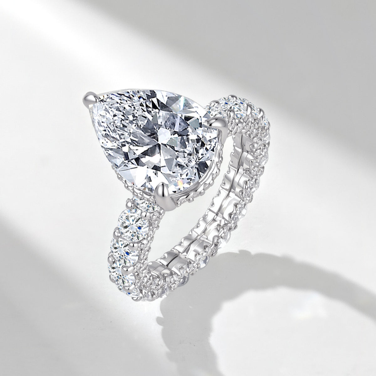 5-Carat Pear Cut CZ Pavé Band Ring – image 7