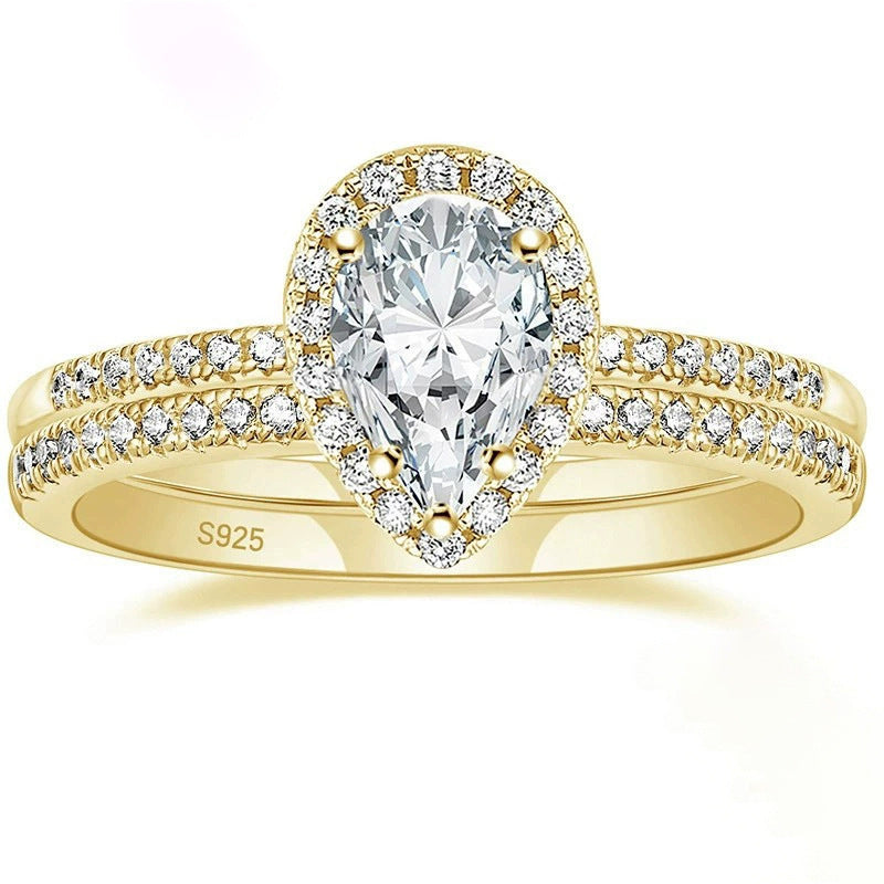 Pear Cut CZ Halo Bridal Ring Set – image 6