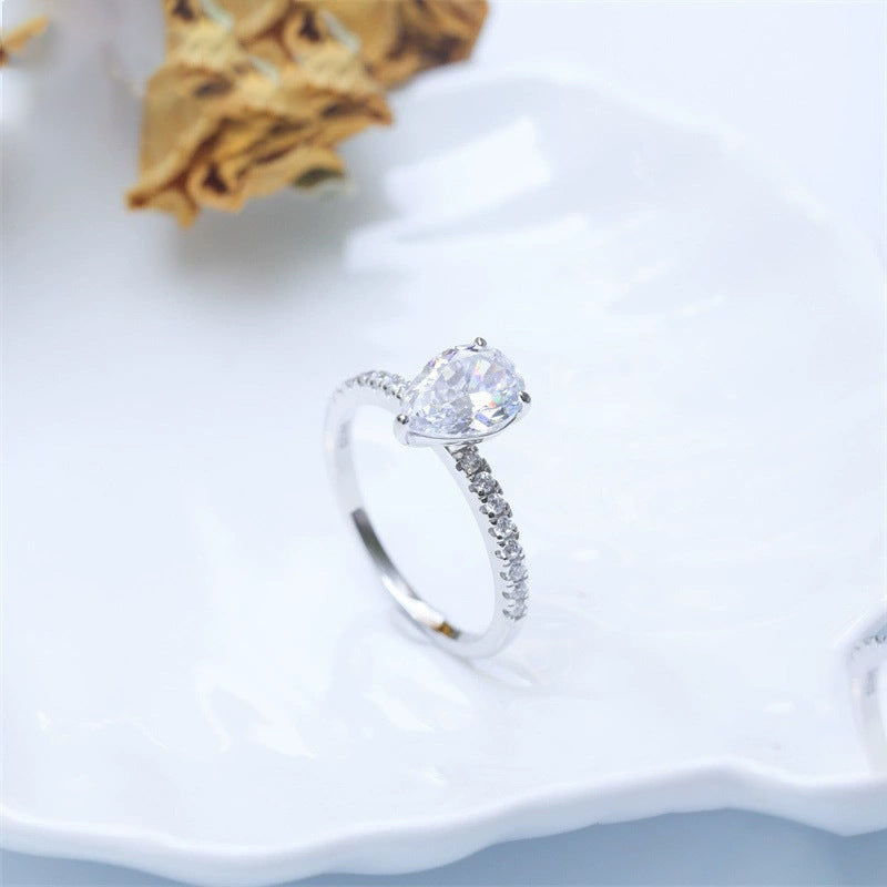 Pear Cut CZ Pave Band Ring – wholesale silver rings