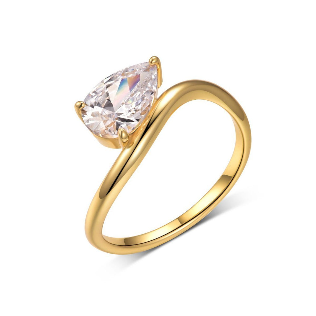Pear Cut Moissanite Solitaire Ring