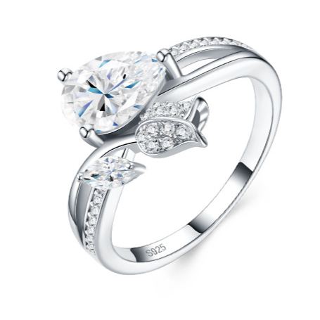 Pear-Shaped Moissanite Ring
