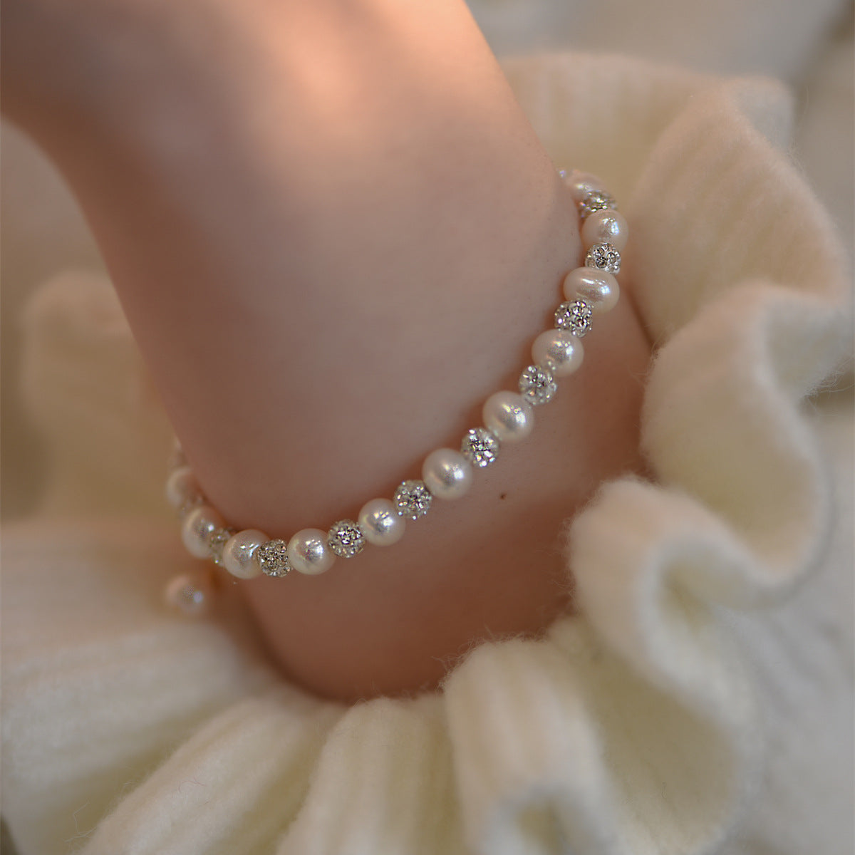 Pearl and Zircon Bead Bracelet