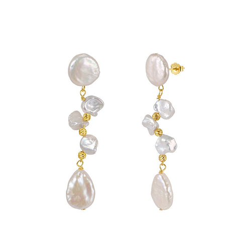 Baroque Freshwater Pearl Cluster Drop Earrings