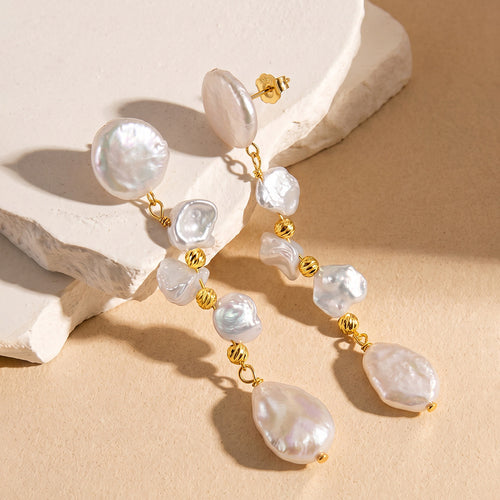 Baroque Freshwater Pearl Cluster Drop Earrings – wholesale earrings in bulk