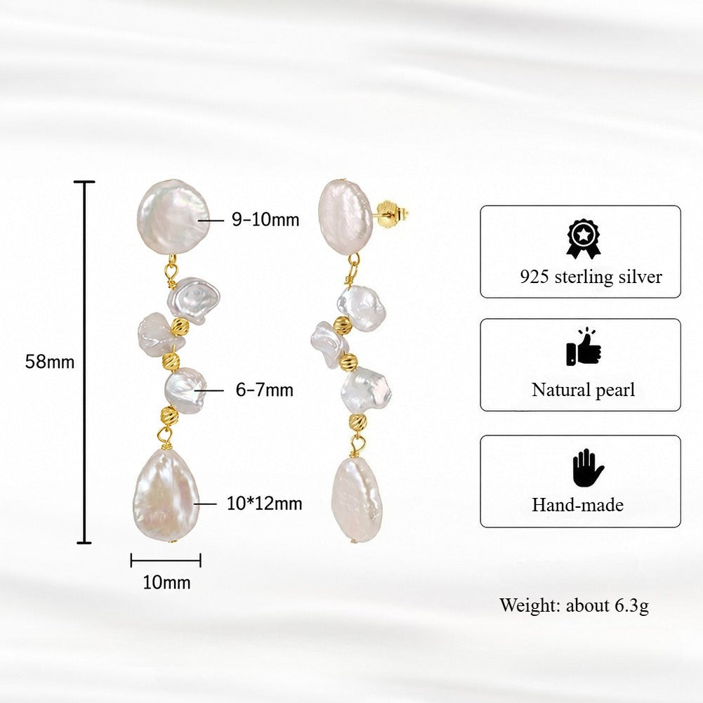 Baroque Freshwater Pearl Cluster Drop Earrings – image 5
