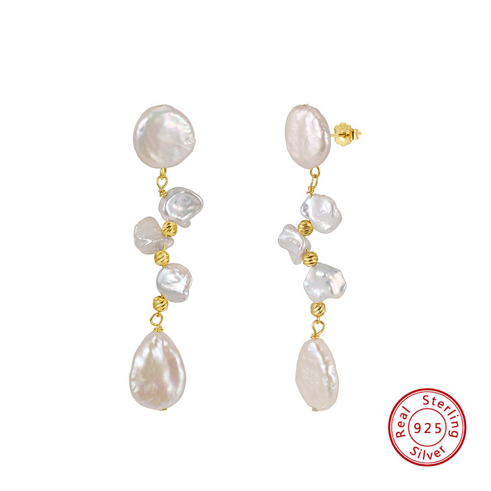 Baroque Freshwater Pearl Cluster Drop Earrings – image 6