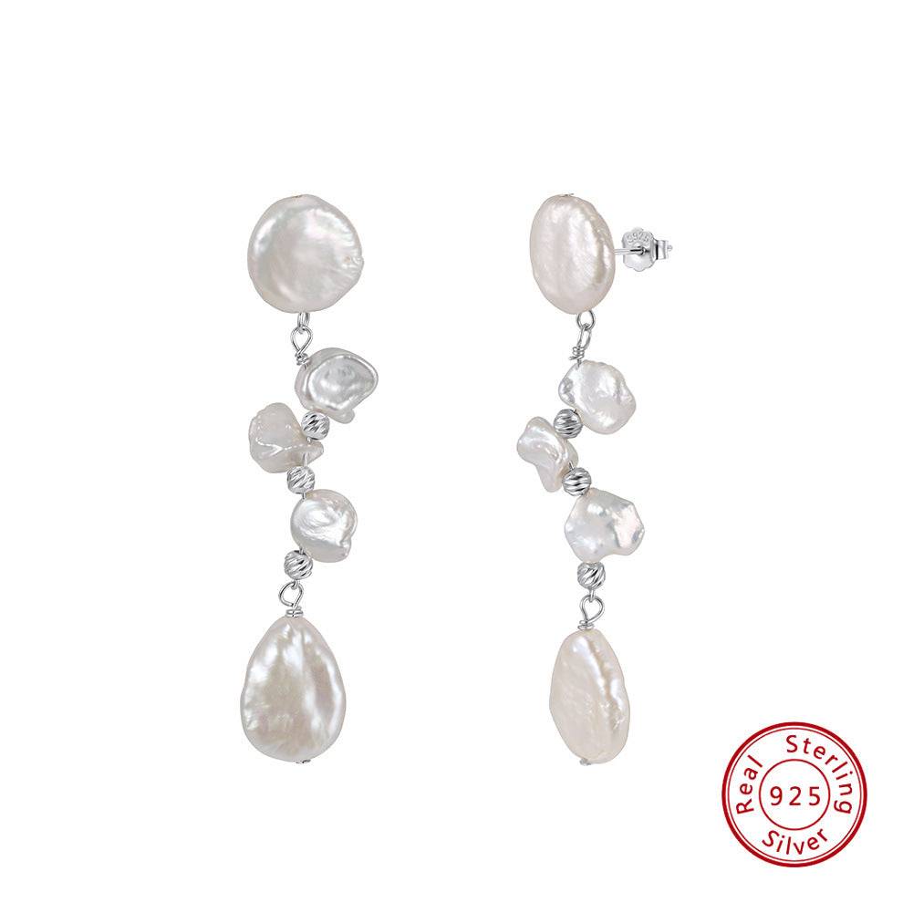 Baroque Freshwater Pearl Cluster Drop Earrings – image 7