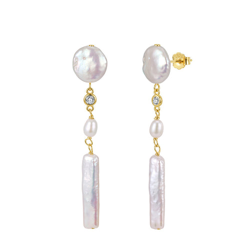 Baroque Pearl Linear Drop Earrings