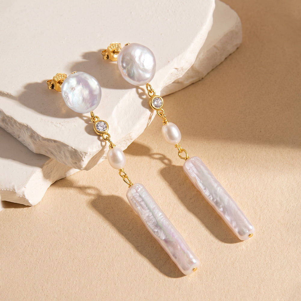 Baroque Pearl Linear Drop Earrings – wholesale earrings in bulk