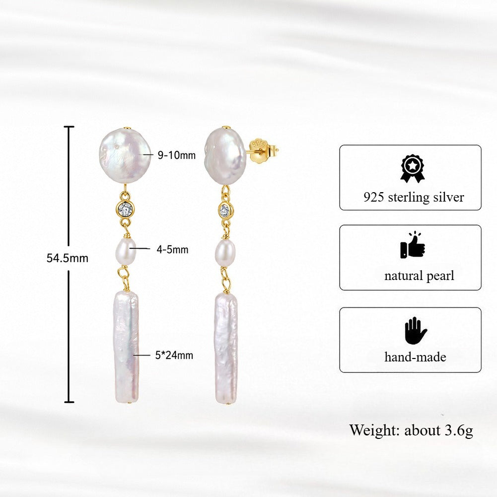 Baroque Pearl Linear Drop Earrings – image 5