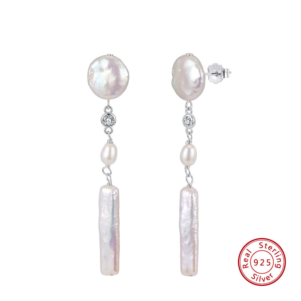 Baroque Pearl Linear Drop Earrings – image 7