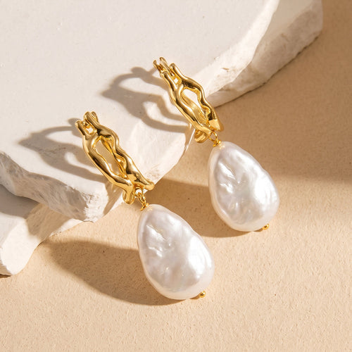 Baroque Freshwater Pearl Hoop Drop Earrings – earring hoops in bulk