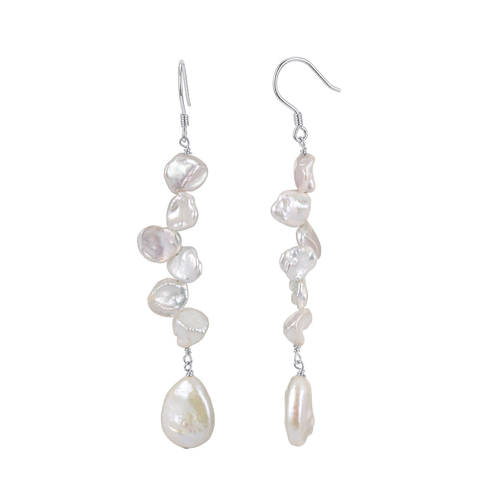 Baroque Freshwater Pearl Linear Drop Earrings