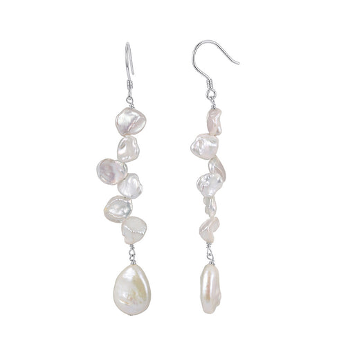 Baroque Freshwater Pearl Linear Drop Earrings
