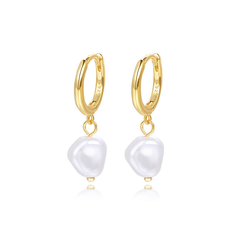 Pearl Zircon Hoop Earrings YCE290 – image 7