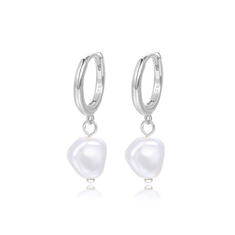 Pearl Zircon Hoop Earrings YCE290 – image 9