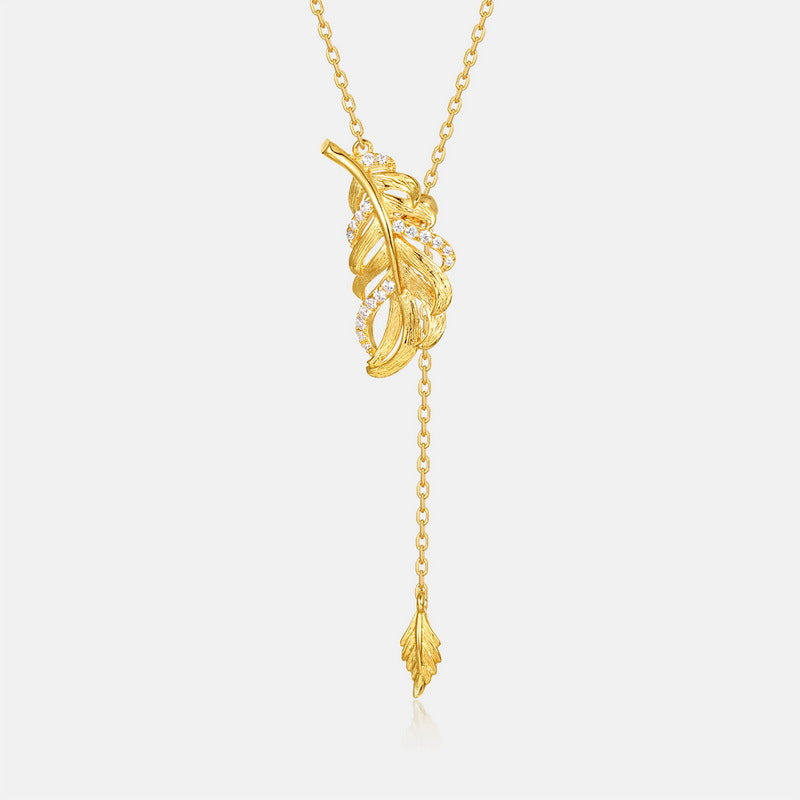 Personalized Leaf Clavicle Zircon Inlaid Necklace