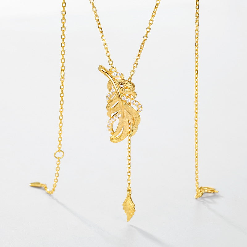 Personalized Leaf Clavicle Zircon Inlaid Necklace – wholesale silver necklaces