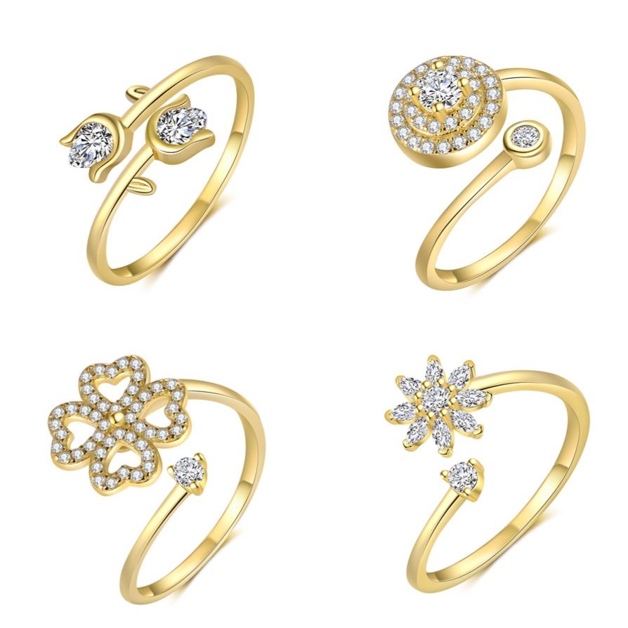 Petal Zircon Ring – wholesale silver rings