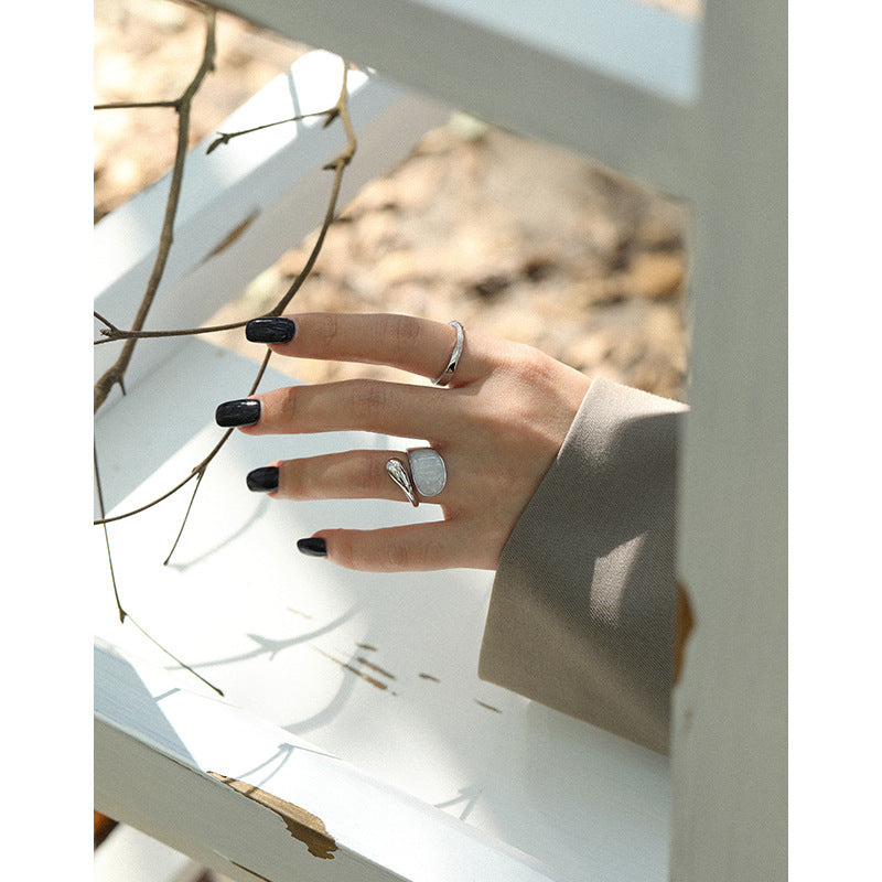 Pink Resin Teardrop Open Ring – detail view 3