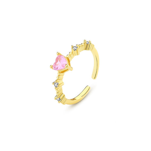 Pink Zircon Heart Ring