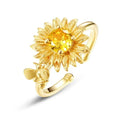 Plated with Golden Crystal Flower Ring