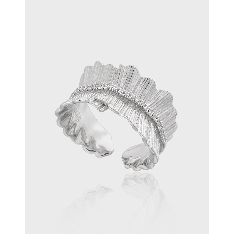 Textured Pleated Fan Open Ring