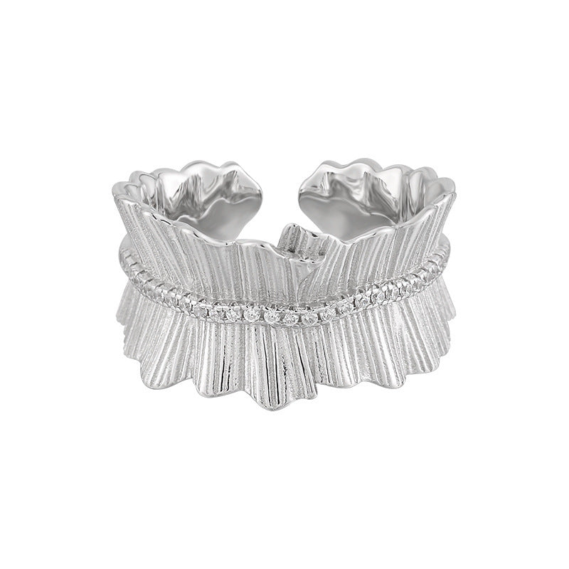 Textured Pleated Fan Open Ring – image 5