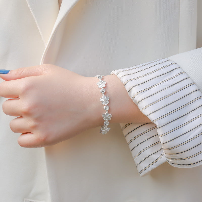 Plum Blossom Zircon Inlaid Bracelet – wholesale silver bracelets