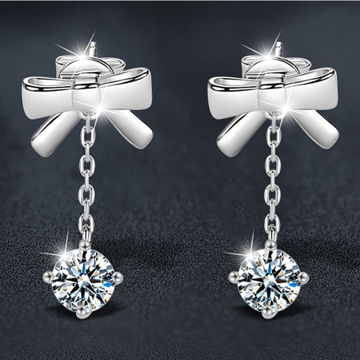 Moissanite Bowknot Tassel Earrings – wholesale moissanite jewelry