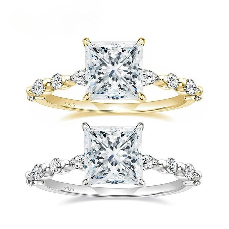 Princess Cut CZ Marquise Accent Ring