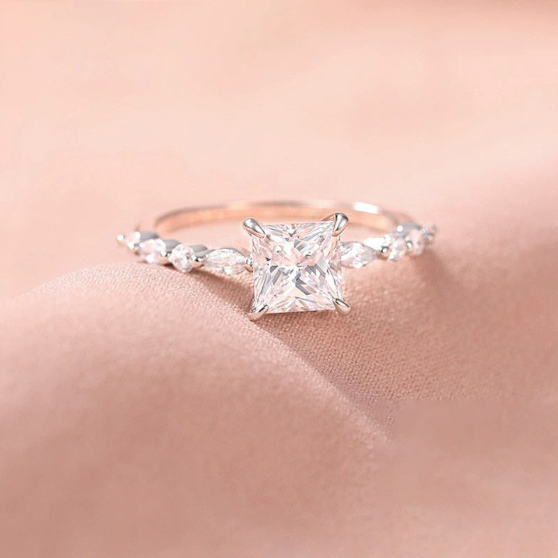 Princess Cut CZ Marquise Accent Ring – wholesale silver rings