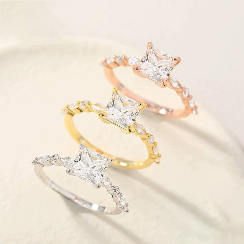 Princess Cut CZ Marquise Accent Ring – detail view 3