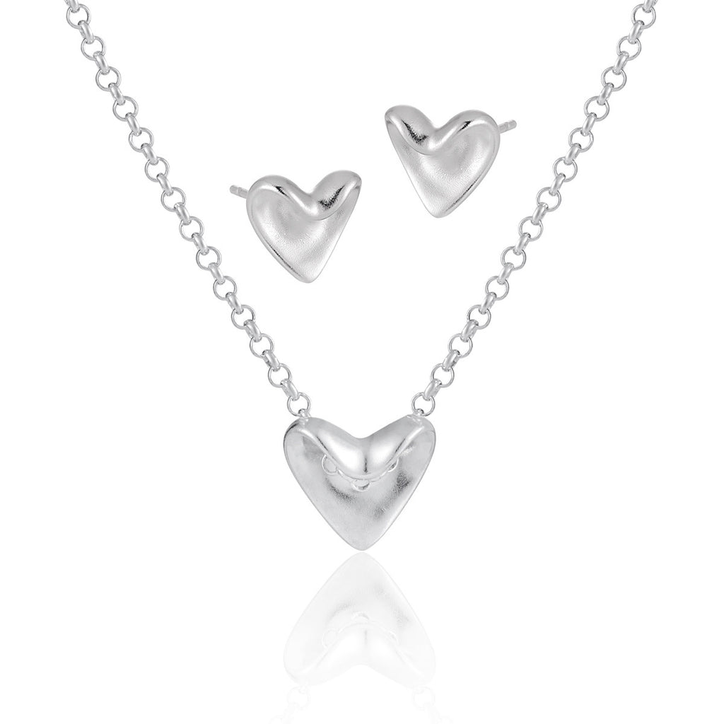 Sculptural Puffy Heart Jewelry Set